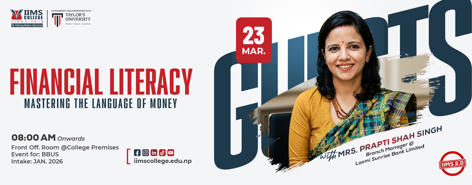 IIMS College Empowers BBUS Students with Financial Literacy Session