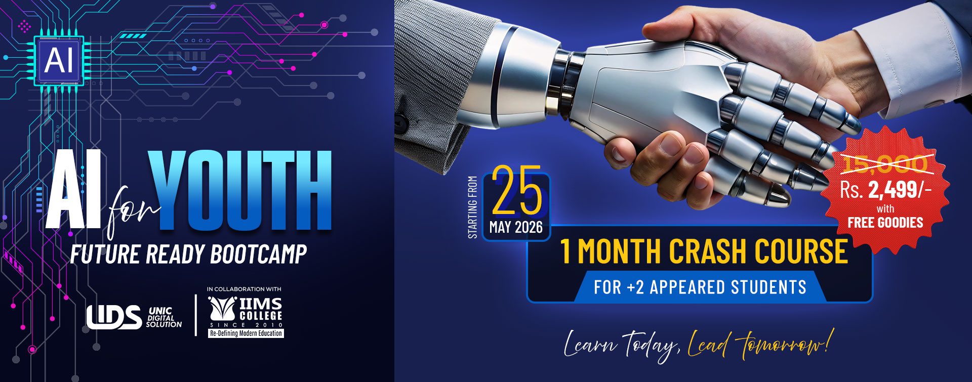 Unic Digital Solution in collaboration with IIMS College Introduces 1-Month AI Bootcamp for +2 Appeared Students